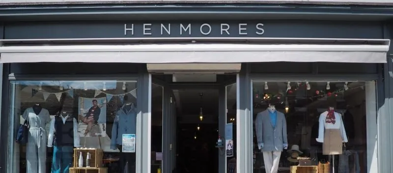 Henmores fashion shopfront with dressed mannequins in both windows