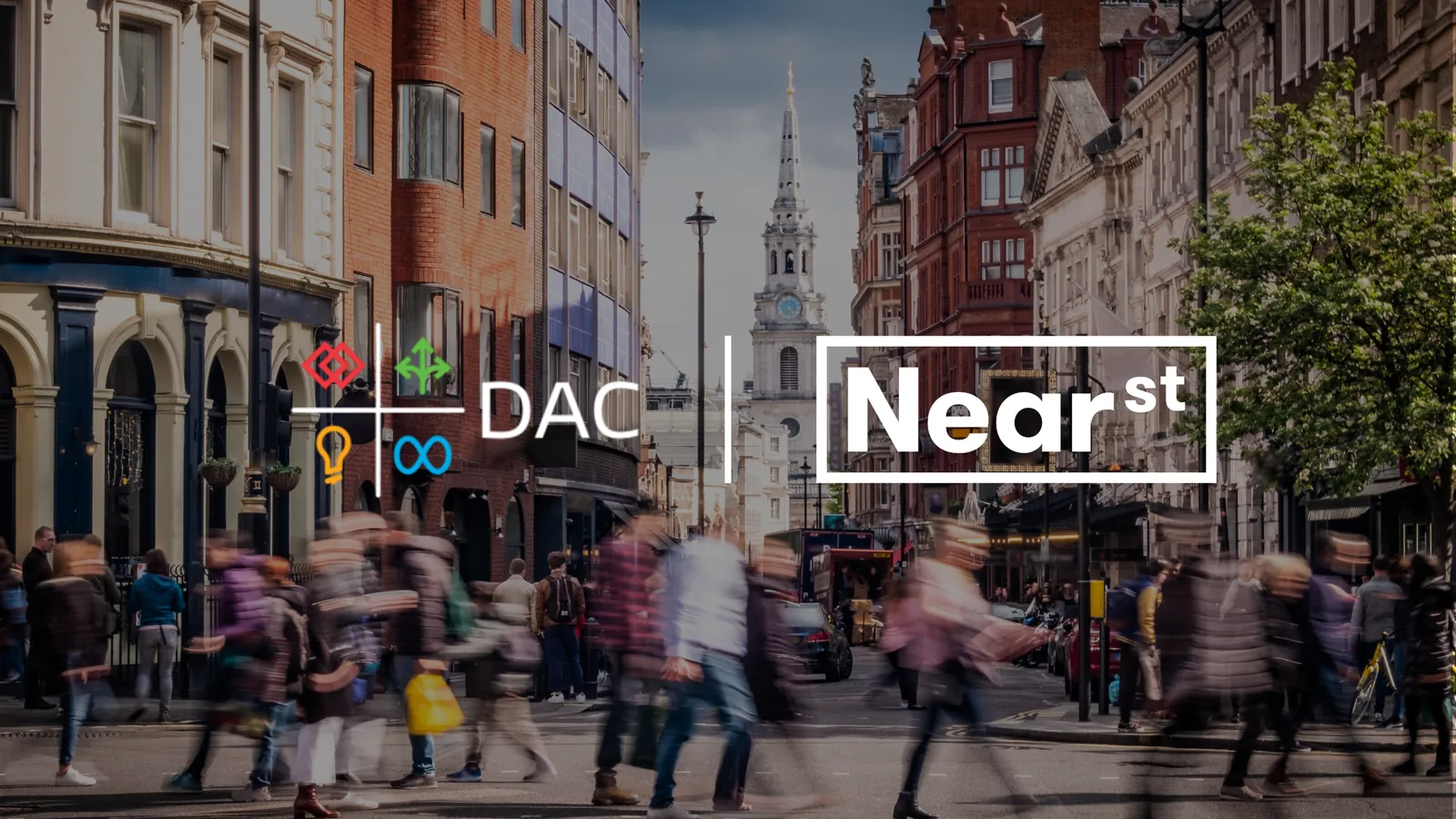 DAC and NearSt logos over a busy city street